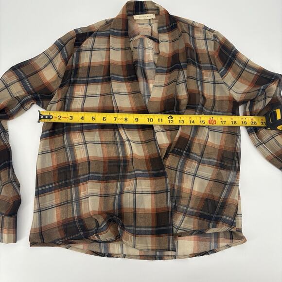 Sophie Rue Sheer Open-front Cowboy Plaid Top M - Picture 3 of 4